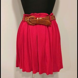 Maroon skirt with belt